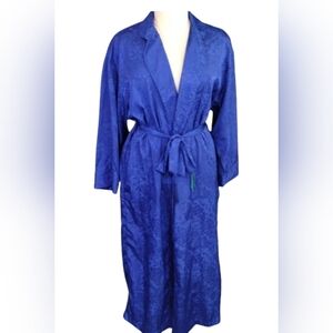 Victoria's Secret Gold Label Tassel Belt Satin Blue Robe